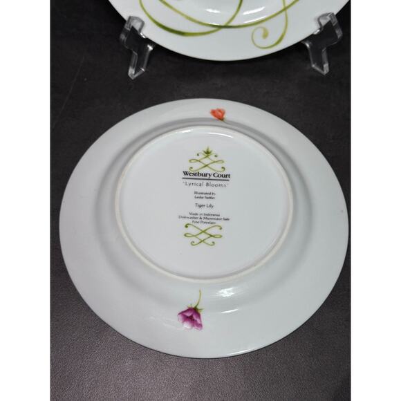 Westbury Court Lyrical Blooms Salad Plate - Hibiscus, Tiger Lily, Gerber Daisies - Picture 7 of 8